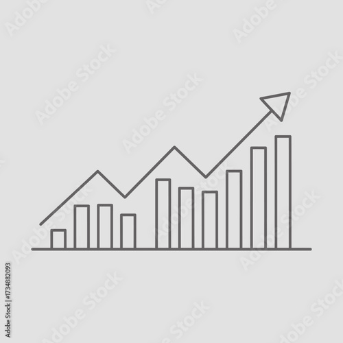 A clean and minimalist line graph depiction showcasing a clear upward trend, representing growth, success, and progress in financial or business metrics.