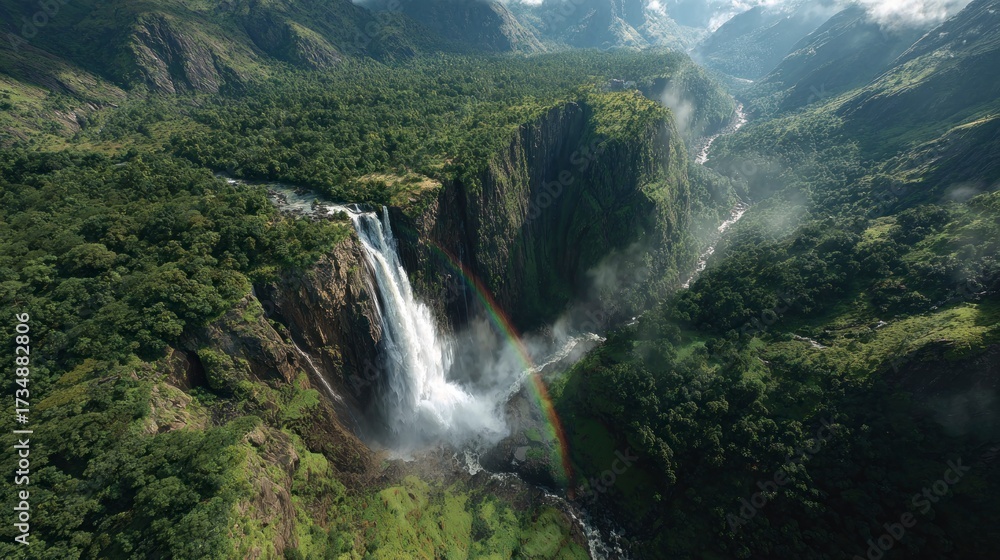Fototapeta premium Majestic waterfall in lush forest