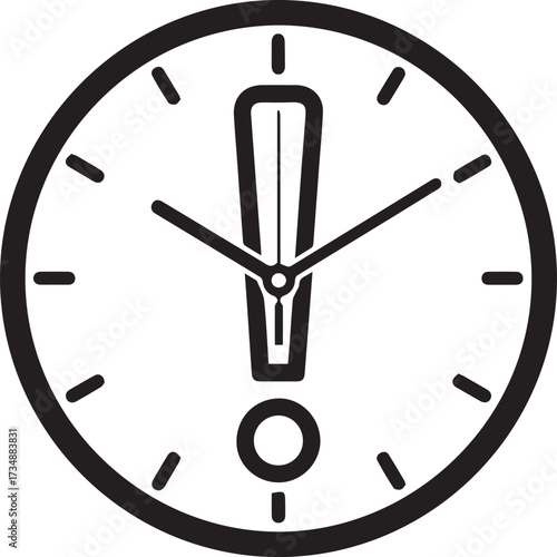 Professional clock icon with an exclamation mark highlighting urgent deadlines, important tasks, and critical time management.