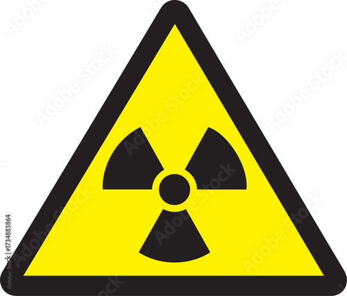 Striking yellow and black radiation warning symbol for critical safety and hazard communication in scientific environments