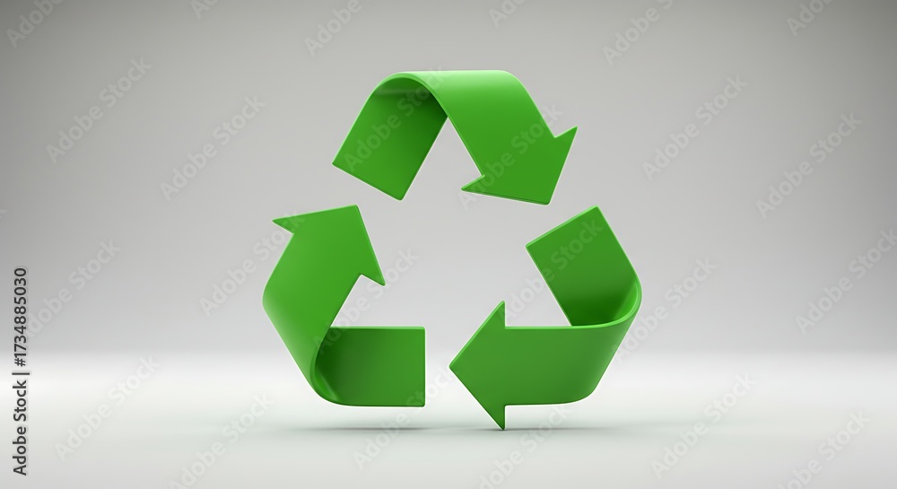 Obraz premium Green recycling symbol against gray background for environmental concepts