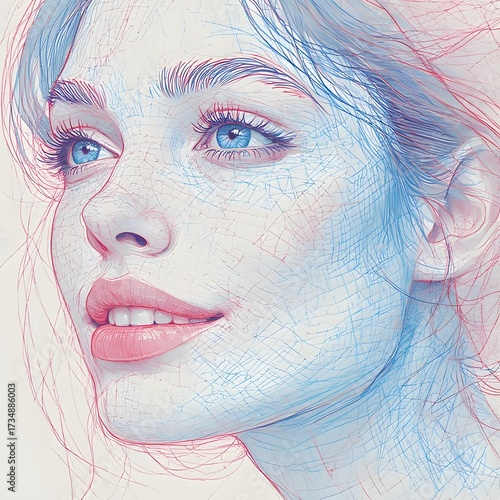 Beautiful close-up of a woman's face highlighting her artistic make-up,