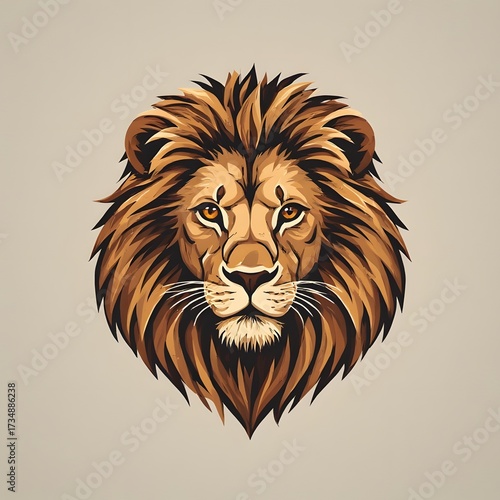 Wild lion head vector portrait showing the king of the wild with a majestic mane