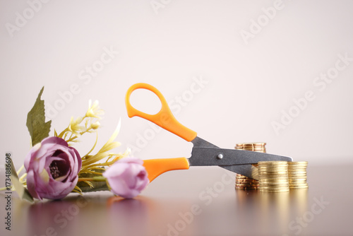 concept photo of cost cutting or benefit deduction