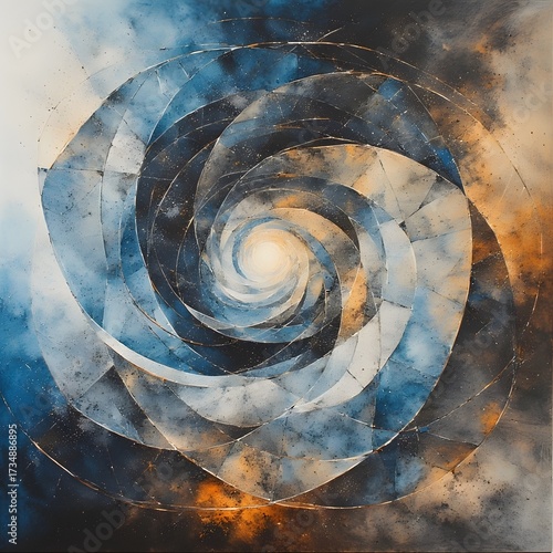 Abstract fractal spiral background texture pattern with ancient antique stone art design