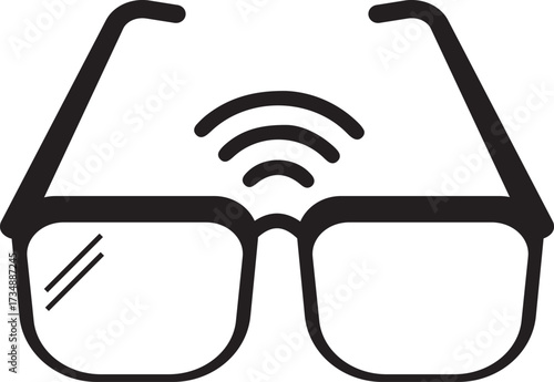 Icon of smart glasses with wireless signal