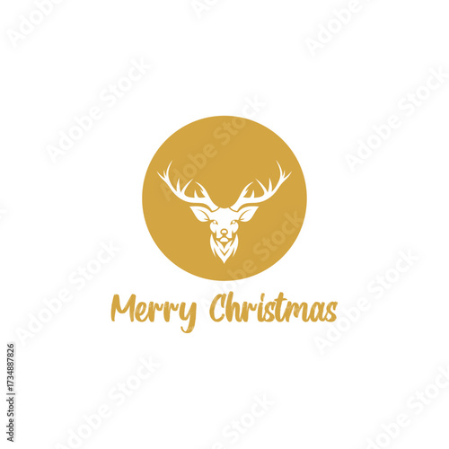 Simple and elegant deer head vector illustration with gold background