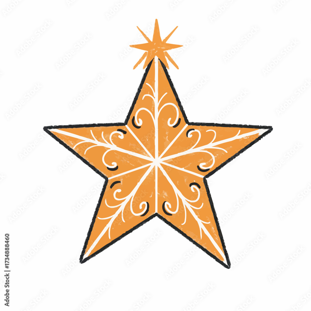 Obraz premium Decorative orange star icon with floral design and embellishments 
