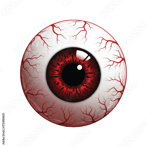 A closeup view of a red and white eyeball