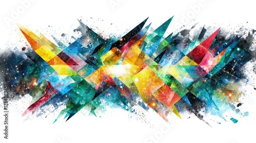 Abstract Colorful Geometric Shapes Explosion Design