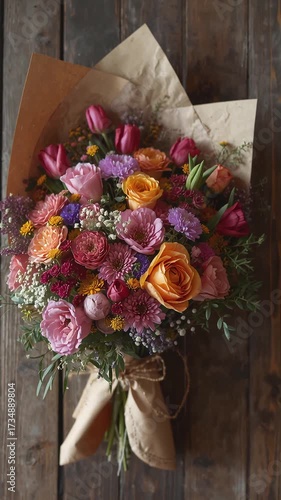 Beautiful floral bouquet arranged with vibrant colors and fresh blooms for a perfect gift or decoration