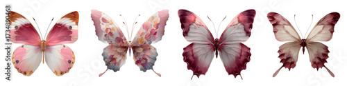 Beautiful collection of butterflies with pastel wings, perfect for spring designs, adding a touch of nature to your projects with these delicate vintage insects