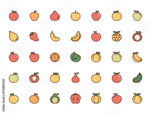 Various fruits arranged neatly on white surface showcasing healthy eating and colorful variety, promoting wellness and freshness.