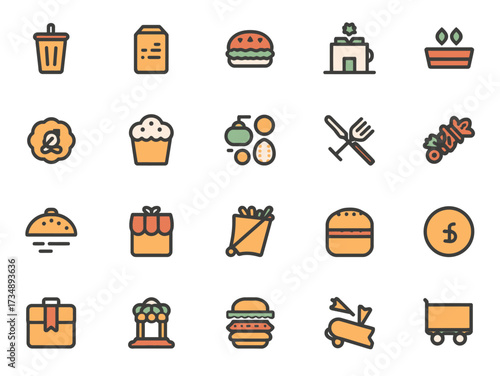 Collection of food items and related objects arranged neatly on white surface, showcasing variety and simplicity, perfect for culinary projects.