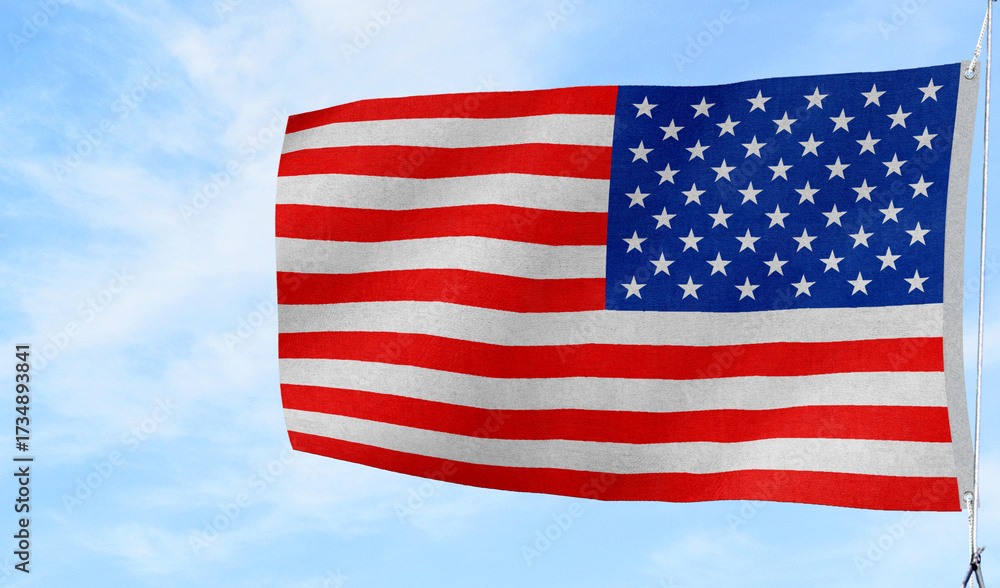 Obraz premium High-quality united states national flag flag waving against a clear blue sky - Symbol of culture, heritage, and patriotism