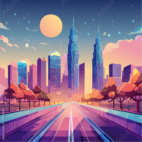 city skyline at night