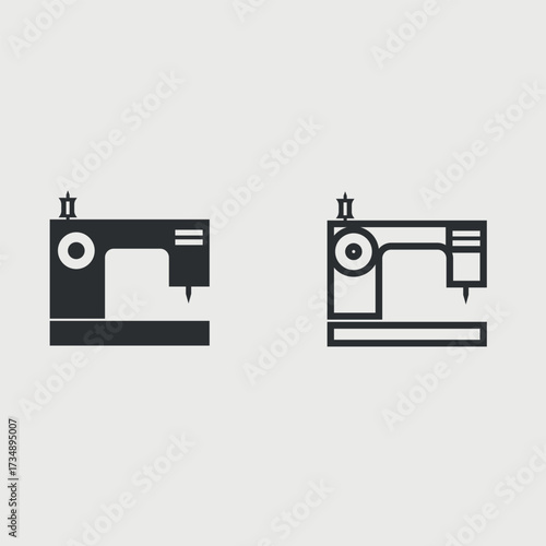 Minimalist Sewing machine- black outline tailoring symbol