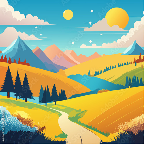 winter landscape with mountains