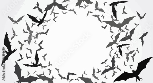Bats flying in a circle on a white background for Halloween
