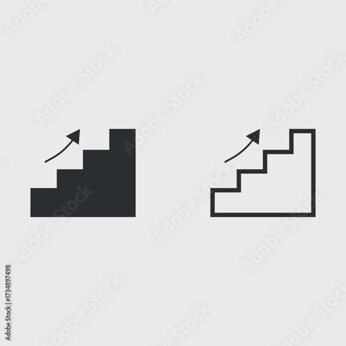 Minimalist Upstairs icon- black outline direction symbol