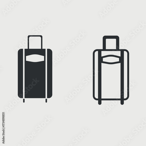 Minimalist Travel bag icon- black outline luggage symbol
