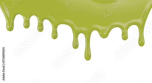 Vibrant neon green slime dripping border element for Halloween, science, or fun graphic design backgrounds. Isolated liquid splash effect