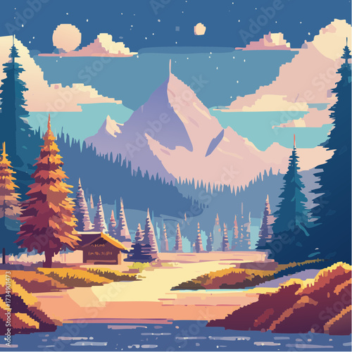 winter landscape with mountains