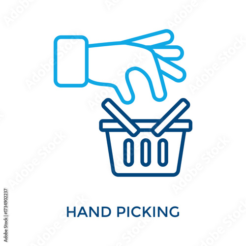Hand Picking Icon Outline Color Style. Vector Illustration For Graphic Design
