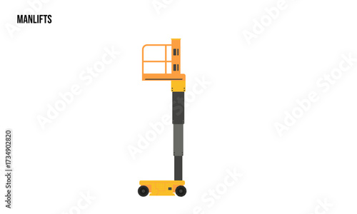Manlifts heavy equipment Flat illustration, Man lifts heavy equipment Logo Template vector
