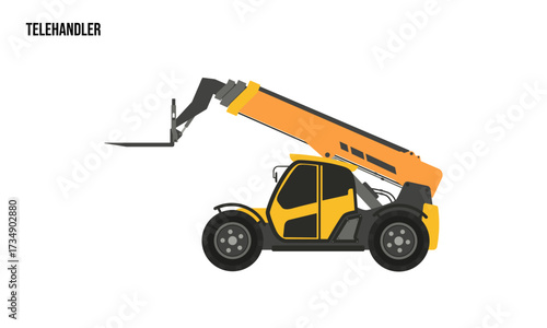 telehandler heavy equipment Flat illustration, Telehandler heavy equipment Logo Template vector