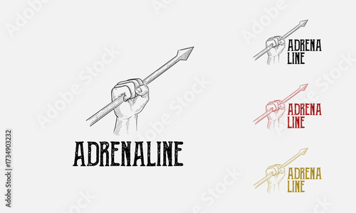Glorious Warrior Logo vintage, Hand Drawn Spear logo template