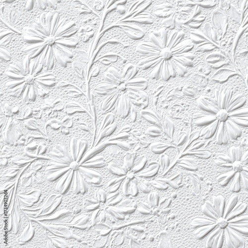 Elegant White Embossed Floral Pattern
