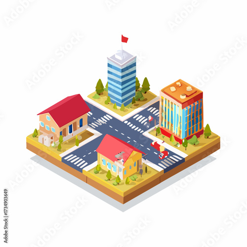 isometric city isometric vector