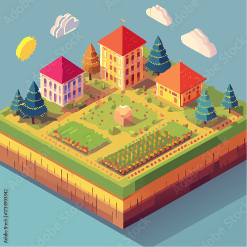 landscape with houses