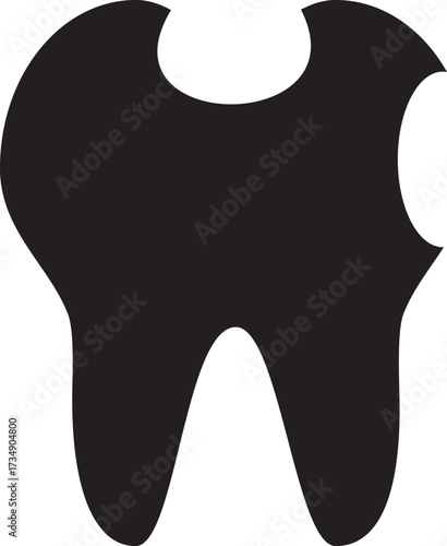 Simple Black Icon of a Decayed Molar Tooth