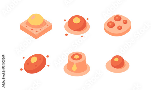 Colorful geometric food icons with modern isometric design for culinary inspiration