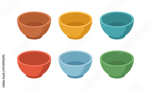 Colorful isometric bowl set collection featuring six vibrant designs