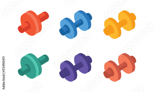 Colorful isometric dumbbells set for fitness and exercise inspiration