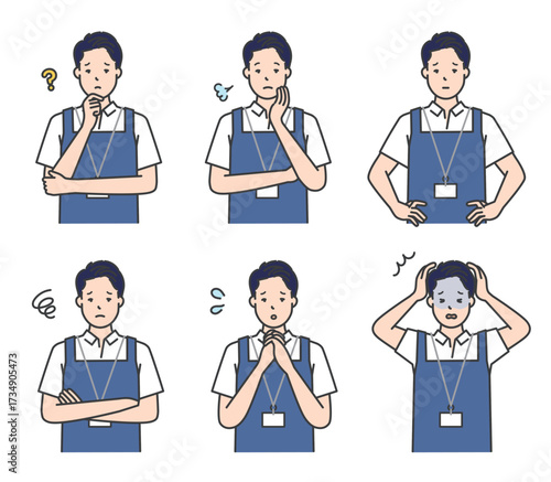 エプロン姿の介護士のイラスト素材セット