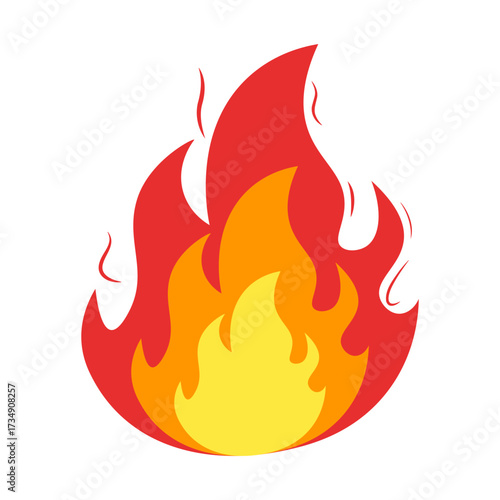 Burning fire illustration Vibrant flames in red, orange, and yellow for design elements