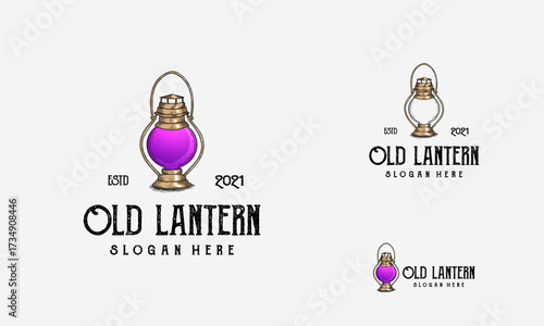 Vintage hand drawn lantern concept. Perfect for logo design, badge, camping labels. Monochrome. Symbol for outdoor activity emblems. Stock vector illustration isolated on white background.