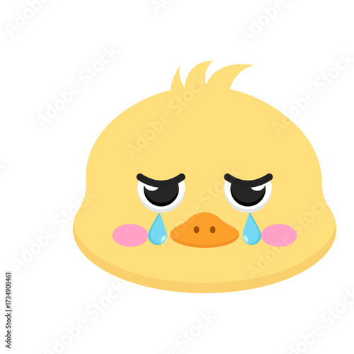 A heartbroken yellow duck illustration, round and tearful, deeply sad; a poignant graphic ideal for sympathy, expressing sorrow, or as an emotive design on a comfort gift box for tough moments