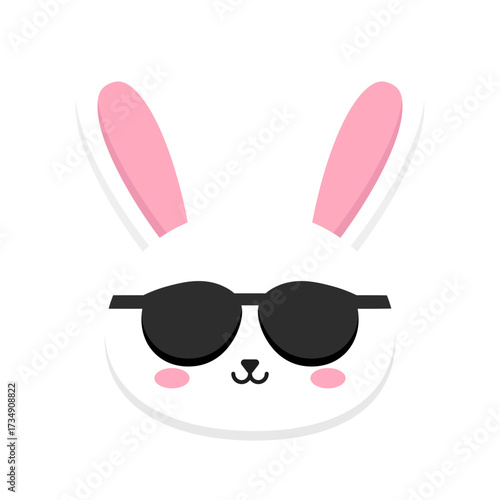 Cool and cute bunny wearing sunglasses, a fun illustration for summer vibes and graphic design