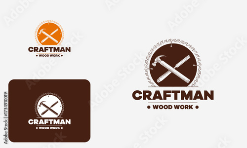 Hand drawn carpenter logo vintage,