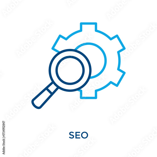 Seo Icon Outline Color Style. Vector Illustration For Graphic Design