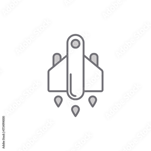 Minimalist Rocket Ship Launch Line Icon for Space Exploration and Technology Concepts