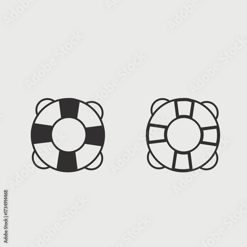 Minimalist Life saver icon- black outline lifebuoy safety symbol