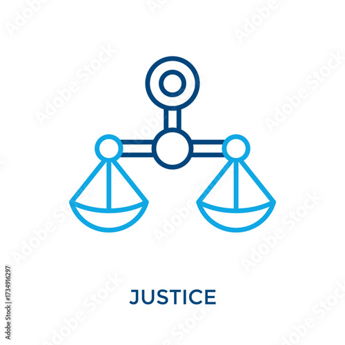 Justice Icon Outline Color Style. Vector Illustration For Graphic Design