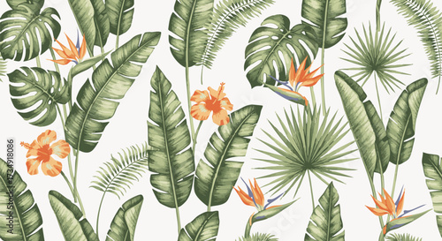 Hand-painted tropical foliage background design