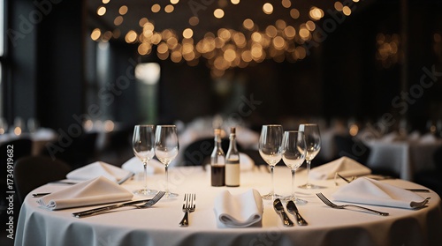refined table setting with silverware and glassware for a formal business dinner | business, celebration, corporate, hospitality, event theme